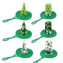 Dog Apparel Witch Hat Costume Adjustable Shamrock Theme Funny Patrick's Day Headwear