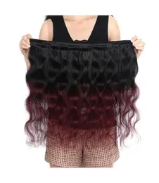 1226 Inch Length 1B99J Ombre Body Wave 3 Bundles Hair 100 Brazilian Virgin Human Hair Weaves Burgundy Wine Red Wefts 100gpcs7430279