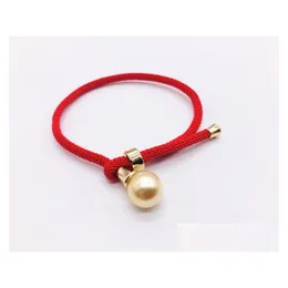 Urok bransoletki DIY Bransoletka 14K Złota naturalna słodkowodna perłowa sznur czerwony lina upuszcza biżuteria Dhmse