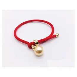 Braccialetti con ciondoli Bracciale fai da te Oro 14 carati Perla d'acqua dolce naturale Stringa Corda rossa Gioielli con consegna a goccia Dhmse