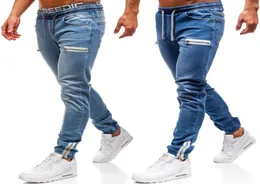 Men039s Jeans 3 Farben Herren Blau Schwarz Reißverschluss Design Elastische Taille Retro Mode Denim Hosen Bleistift Motorrad9140086