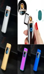 USB Rechargeable Electric Heaters Touch Sensor Metal Cigarette Sensing Lighter Windproof Thin Charging Full Screen Lighters Mini G6490858