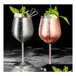 Tumblers 50 pcs 304 aço inoxidável vinho tinto vidro sier rosa taças de ouro suco bebida champanhe goblet festa barware drop entrega home dhzjv