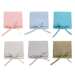 Jewelry Pouches 5pcs 8x8cm Microfiber Gift Bags Wedding Ring Earrings Necklace Storage Packaging Bag Bow Tie Drawstring