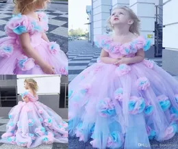 New Colorful 2020 Flower Girl Dresses Ball Gown Tulle Little Girl Wedding Dresses Vintage Communion Pageant Dresses Gowns2109930