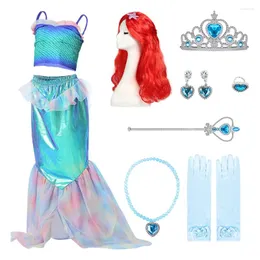 Girl Dresses Girl's Princess Mermaid Dress Children's Carnival Birthday Party Clothing Suspender Top Sequin Fishtail Skirt