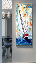 リビングルームキャンバスの絵画ポスターとプリントのためのカラフルなボートの壁の写真モダンな風景の家の装飾なしFrame1841688