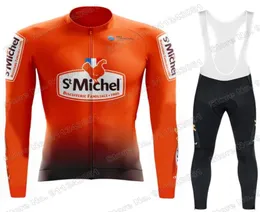 Suit St Michel Team 2021 사이클링 저지 세트 남성 여름 의류 긴 슬리브 MTB 자전거로드 바지 BIB ROPA MAILLOT RACING SETS1671028