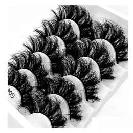 False Eyelashes 5 Pairs 25Mm 8D Eyelash Extension Makeup Faux Mink Hair Natural Thick Long Fluffy Soft Wispy Cross Reusable Drop Del Dhr0P