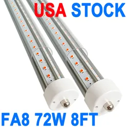 8FT LED Bulbs, 72W 7200LM Super Bright, 6500K Daylight, FA8 Single Pin Light Tube Ballast Bypass, T8 T10 T12 Fluorescent Light Bulbs Replacement crestech