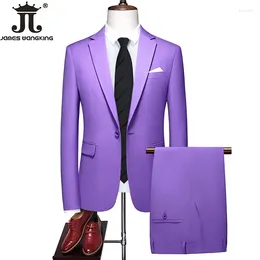 Ternos masculinos M-6XL 19 cores (calças blazer) boutique moda cor sólida oficial terno de negócios noivo vestido de casamento