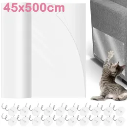 Arranhadores 45x500cm gato anti risco fita transparente pvc autoadesivo capa de proteção de móveis com 60 unhas raspadores de gato acessórios