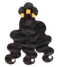 3 Bundles Brazilian Body Wave Hair Weave Natural Color Black Virgin Indian Malaysian Peruvian Cambodian Chinese Human Hair Weft4991965