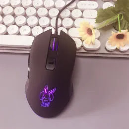 Ratos usb com fio bonito coelho mouse rgb óptico jogos mouse mudo mouse de computador para computador portátil jogos