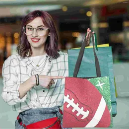 Storage Bags Football Super Eco-friendly Tote Bag Shopping Large Polyester Rugby Theme Printing