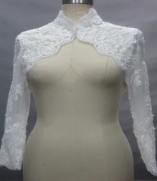 Solovedress New High Neck Lace Wedding Jacket Long Sleeves Women Custom made Appliques Lace Cape Bridal Warps9794699