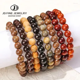 Strand JD Natural Wooden Bead Bracelet Black Sandalwood Buddha For Women Men Wenge Wood Prayer Vintage Bangles Yoga Jewelry