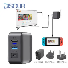 Chargers DISOUR Original 2 in 1 NS AC Adapter and TV Dock Convert Dock 4K HD Output USB 3.0 Fast Charging for Nintendo Switch Console