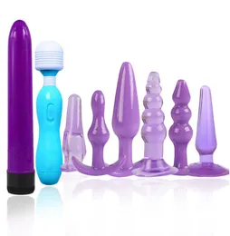 8pcsset Produtos Adultos Sexo Vibrador G Spot Vagina Massageador Silicone Anal Beads Plug Anal Estimulador Mulheres Homens Adultos Brinquedos Sexuais Y2004083372