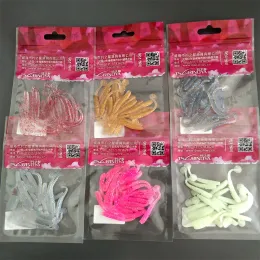 Przynęty tsurinoya 6 worków 120pcs t ogon miękka przynęta Łowotka Przynęta Flex 38 mm 0,4 g sztuczne silikonowe przynęty UV do Ajing Rockfish