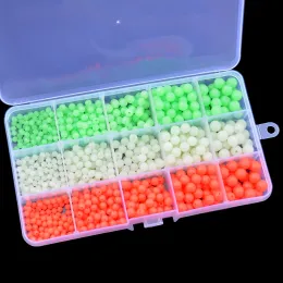 Accessories Luminous Fishing Beads 975pcs Assorted Green White Red Round Soft Rubber Glow Fishing Rig Beads