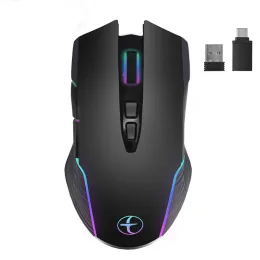 Mice SeenDa 2.4G Wireless Gaming Mouse 7 Buttons Rechargeable Mouse 1600dpi with USB & Type C Receiver Mice for Office Home