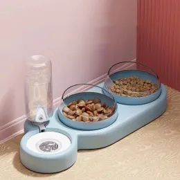 Supplies Double Bowl Brincing Brincadeiro Rosco de gato Tigela de comida Automática Tigelas de prato para gatos Cats com gato de cachorro da fonte de água gato