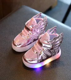 Children Shoes With LED Light 2017 Spring Boys Fashion Glowing Sneakers Girls Wings Canvas Flats Shoes Kids Light Up Shoes3226336
