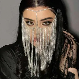 Diamond accessories, fashionable and versatile, mysterious tassel mask, stage performance, facial accessories, female mask 240215