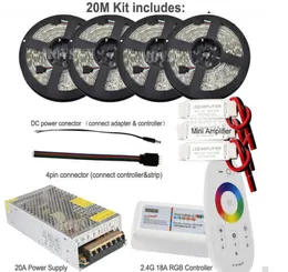 5M 10M 15m 20m 5050 RGB Lampa LAMP Lampka Światło DC 12V Wodoodporny IP65 Elastyczne paski 18A Zasilnik zdalny Mini A7292574