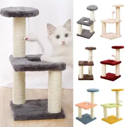 Scratchers Multilayer Design Cat Tree Scratching Posts Climbing Tower With Square Plate Base Skydda soffan för små katter husdjursmaterial