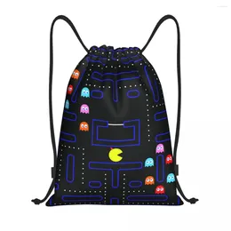 Shopping Bags Custom Geeks Arcade Doodle Game PacMan Console Drawstring Women Men Lightweight Sports Gym Storage Backpack