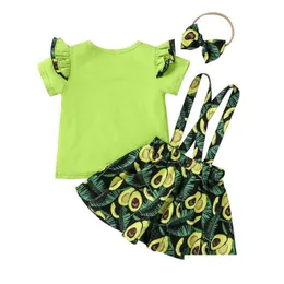 Kläduppsättningar småbarn sommar pyjamas flickor baby flicka kläder frukt båge kjolar 3 st.
