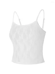 Women's Tanks Yoawdats Women Going Out Crop Tops Floral Lace Camisole Spaghetti Strap Sheer Sleeveless Solid Tank Cami 2024 Streetwear