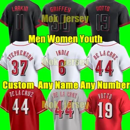 Yeni Özel 2024 S-4XL 44 Elly De La Cruz Joey Votto Beyzbol Forması Ken Griffey Cincinnati Jonathan Avcı Greene Johnny Bench Tyler Reds Gençlik Beyzbol Formaları