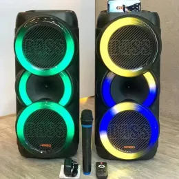 Hoparlörler 2023 Yeni Çift 8inç Büyük Köşe LED Renkli Işık Taşınabilir Karaoke Hoparlör Yüksek Güçlü Açık KTV Partisi Kutusu Bluetooth Kablosuz