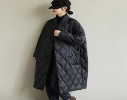 Women039s Trench Coats Coat de inverno Casaco de algodão leve para Midlong Parkas Femme Jackets acolchoados Outer;