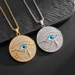 Colares pendentes Hip Hop Crystal Zircon Guardian Eye of Horus Colar para jóias de amuleto de homens malignos