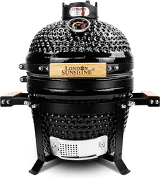 London Sunshine Ceramic BBQ Charcoal Kamado Grill 13 polegadas portátil mesa preta 240223