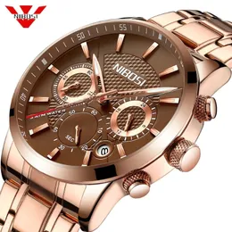 NIBOSI Relogio Masculino Orologi da uomo Top Brand di lusso in acciaio rosa orologio al quarzo da uomo Casual Sport cronografo orologio da polso Saat203q