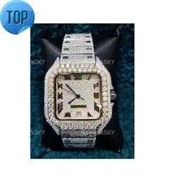 Lyxkvalitetsklocka i rostfritt stål män verkställande klockor med snygg design moissanite diamant klocka för män kvinnor