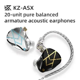 Auricolari NUOVO KZ ASX 20BA 20 Balanced Armature in Ear Auricolare con cancellazione del rumore Monitor sportivi Cuffie KZ ZSX AS16 PRO ZSN PROX AS24