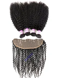 Mongolian Kinky Curly Hair Bundles With Lace Frontal Closure Brazilian Virgin Hair Human Hair 3 Bundles With 13x4 Ear To Ear Front2748699