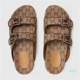 Stor storlek 35-47 Högkvalitativ Luxurys Designer Sandaler för män Kvinnor Fashion Classic Floral Brocade Slides Flats Läder Gummi Flip Flops Bottom Beach Shoes213