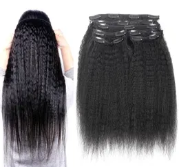 10pcs Kinky Straight Clip In Human Hair Extensions Brazilian Remy Hair 100 Human Natural Hair Coarse Yaki Clip Ins 100gSet6095637