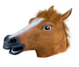 Máscara de cavalo assustador cabeça de halloween traje teatro prop novidade látex borracha natal ano novo máscara de cabeça de cavalo animal traje brinquedos1580316