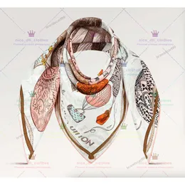 Silk Scarf Designer Brand Scarf For Women Stole Headband Ring Summer Square Silk Scarf Top Brand L Letter Hot Air Balloon Suitcase Printing 5 Colors 90*90Cm 328