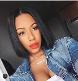 Meetu 2x6 Bob Lace Frontal Wigs Brazilian Virgin Hair Straight Lace Front Human Hair Wigs Swiss Lace Clsoure Wig Pre Plucked1474627004313