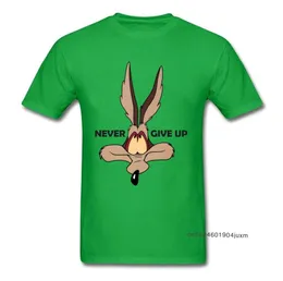 Fox Tops Wolf Tees Men Green Tshirt Coyote Never Give Up Funny T Shirt Latest Cartoon Print Tshirts Team Clothes Custom1923437