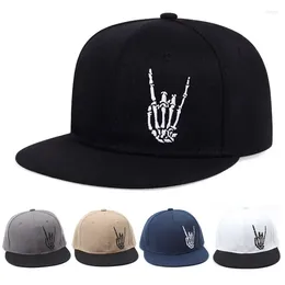 Boll Caps Creative Skull Hand Bone Flat Brim Hat Men Hip-Hop Street Trend Splicing Cool Snapback Hats Woman Outdoor Sports Baseball